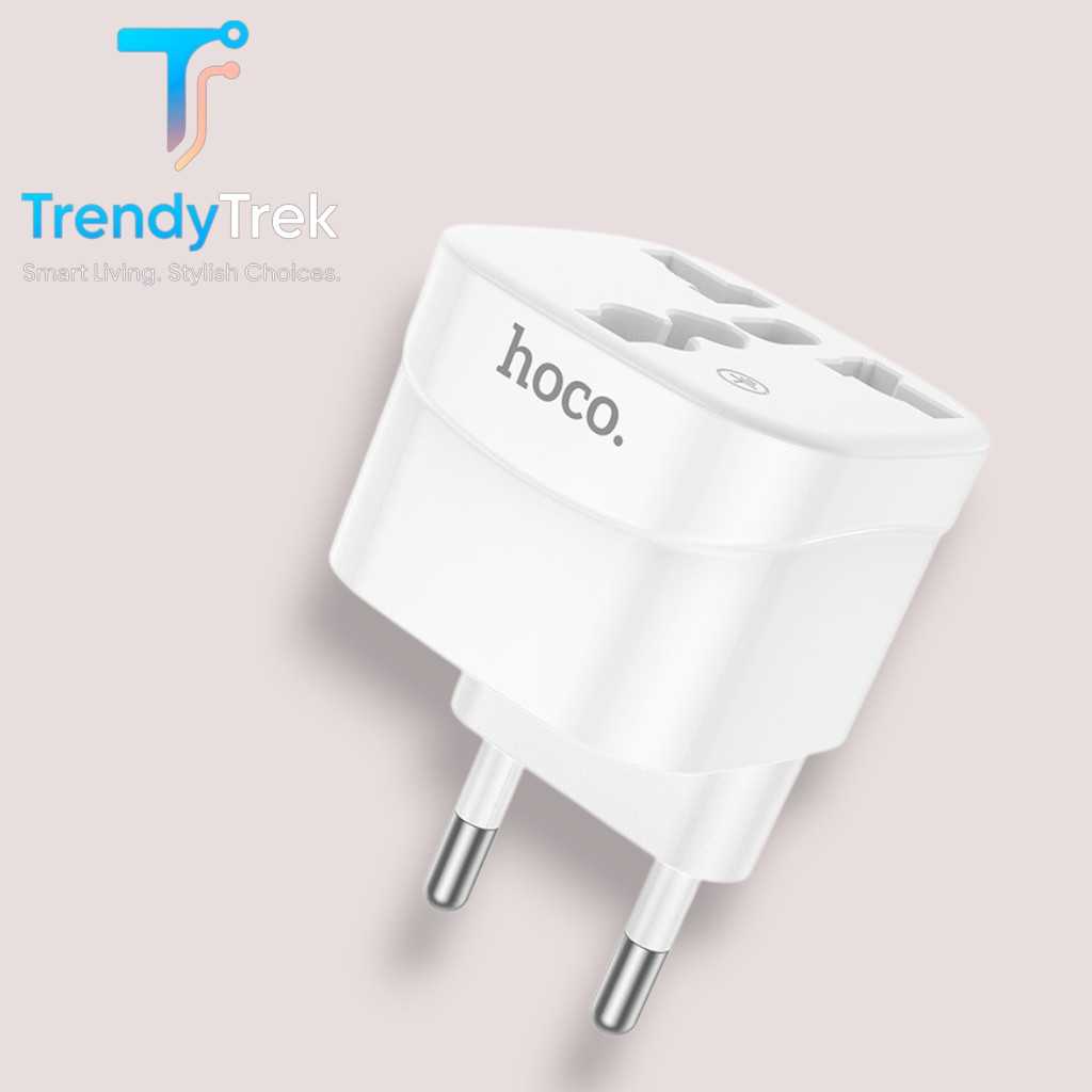 HOCO DC60 Universal-to-EU 2500W Travel Plug Adapter – White - Image 2