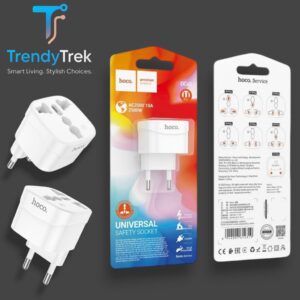 HOCO DC60 Universal-to-EU 2500W Travel Plug Adapter – White