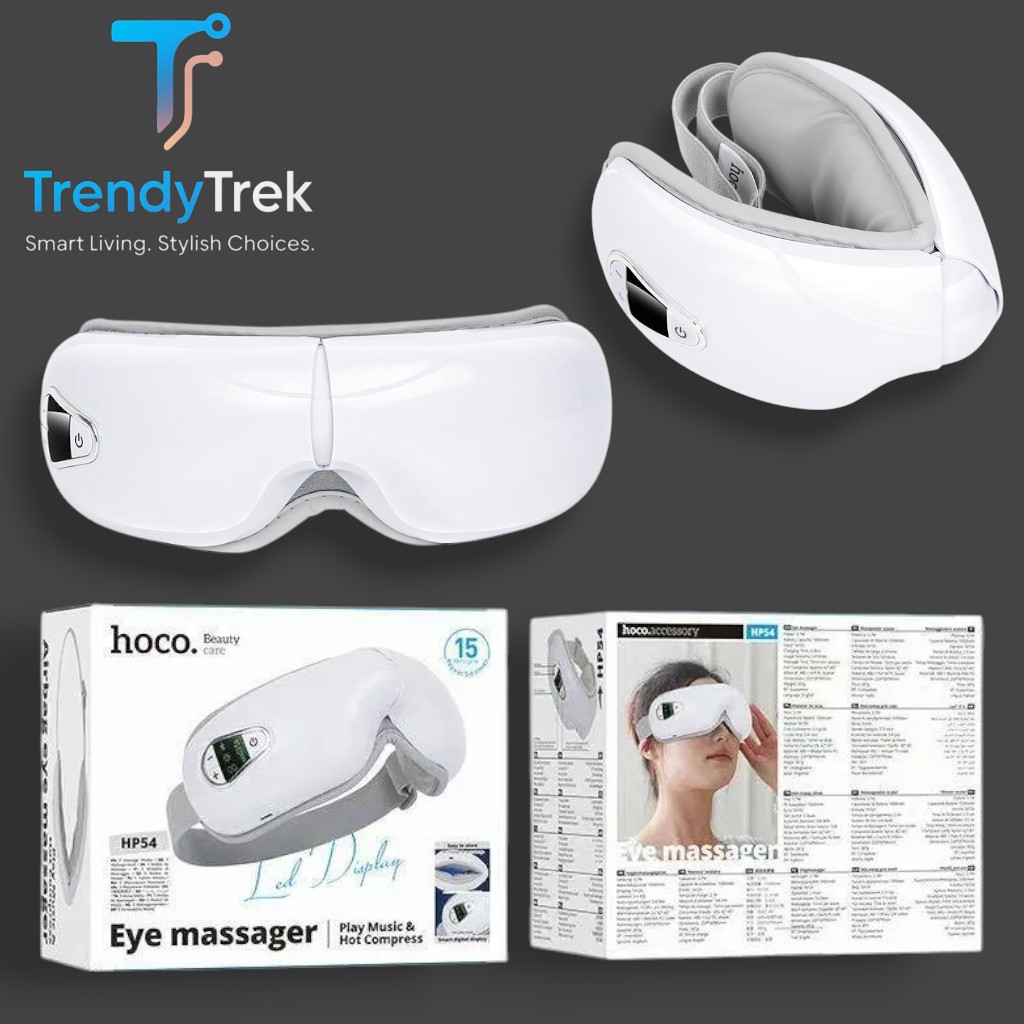 Hoco HP54 Airbag Eye Massager with Warm Compress & Bluetooth Music – White