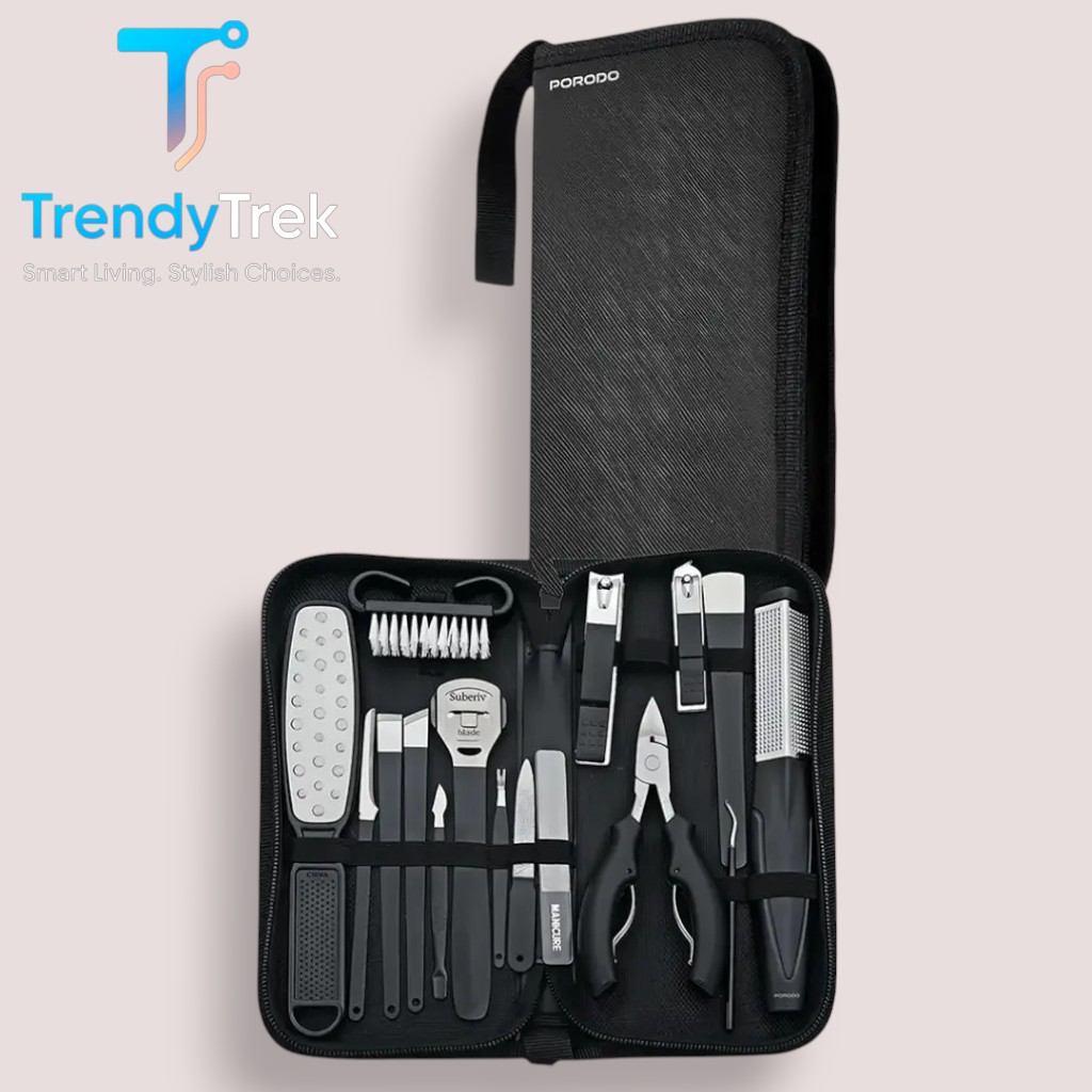 Porodo 16-In-1 Portable Nail Clipper Set for Manicure & Pedicure – Black - Image 2