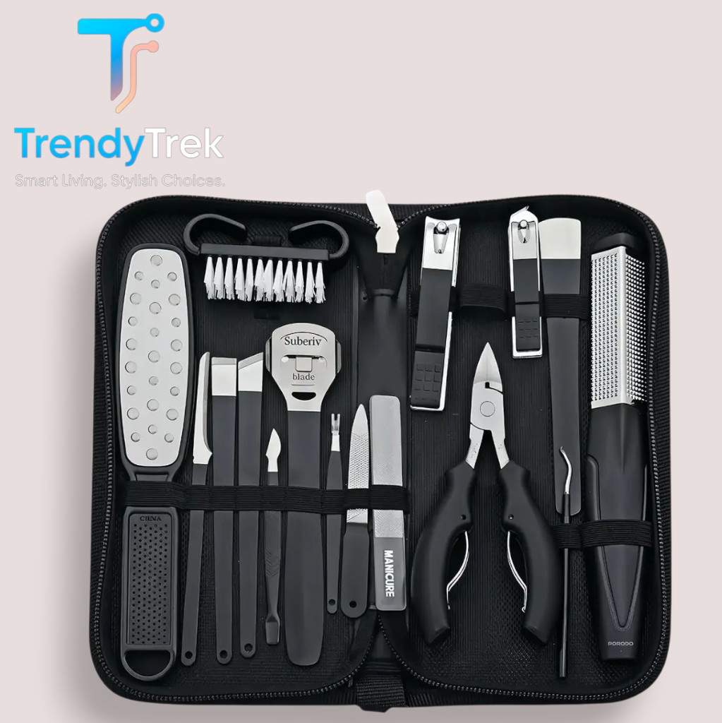 Porodo 16-In-1 Portable Nail Clipper Set for Manicure & Pedicure – Black - Image 3