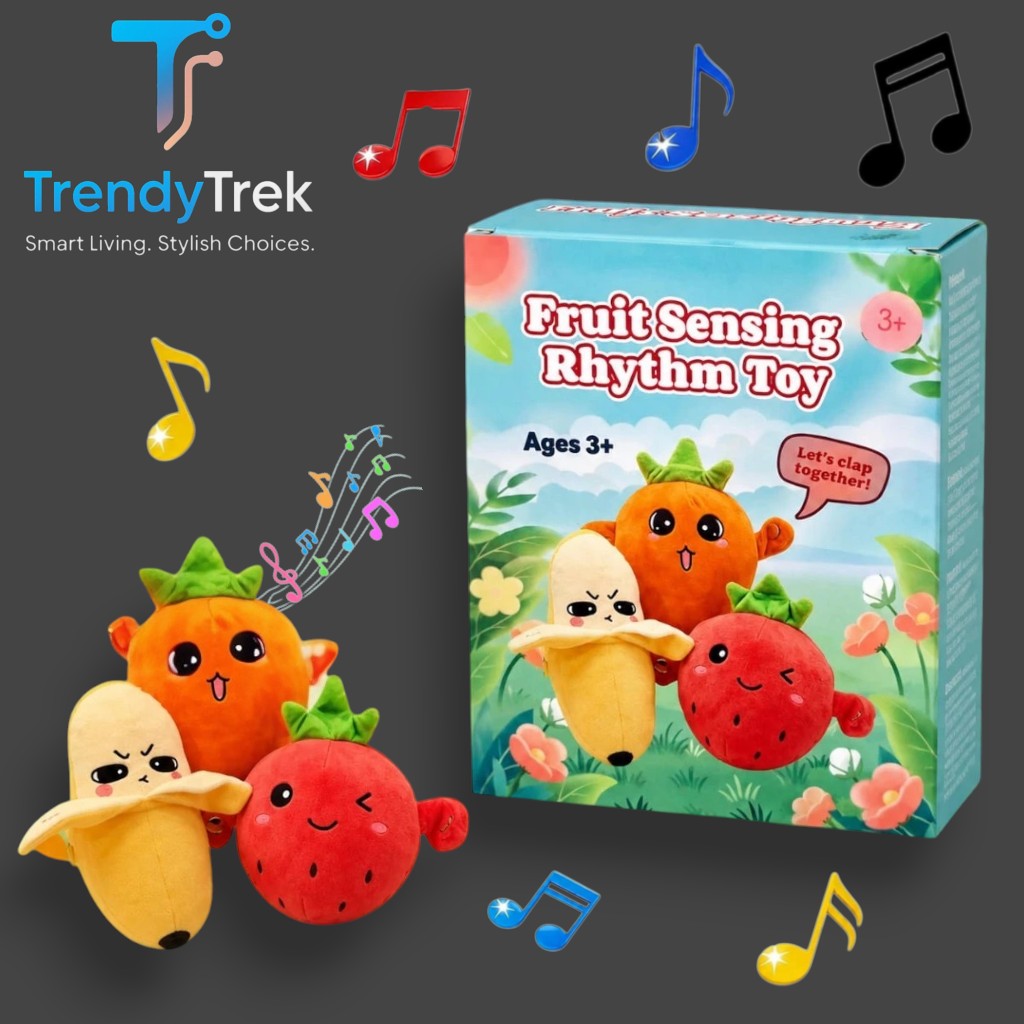 Fruit Sensing Rhythm Toy – Interactive Touch-Sensing Musical Plush Toy for Kids – Banana, Strawberry & Orange