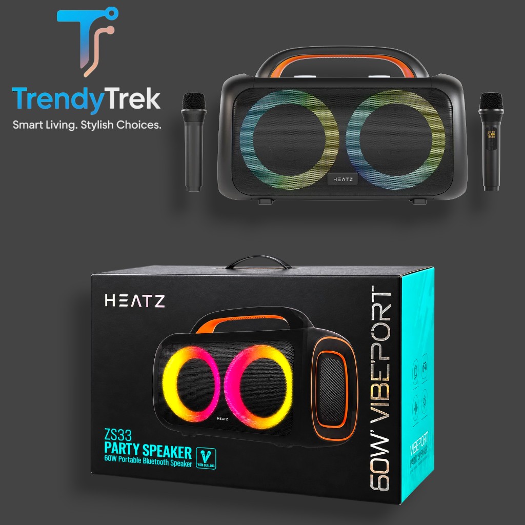 HEATZ ZS33 Vibeport 60W Portable Bluetooth Party Speaker with Dual Wireless Microphones