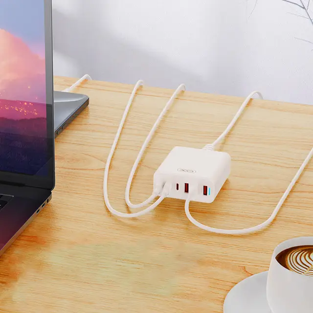XO L133 75W GaN Desktop Charger with 3 USB-C & 3 USB-A Ports – White - Image 7