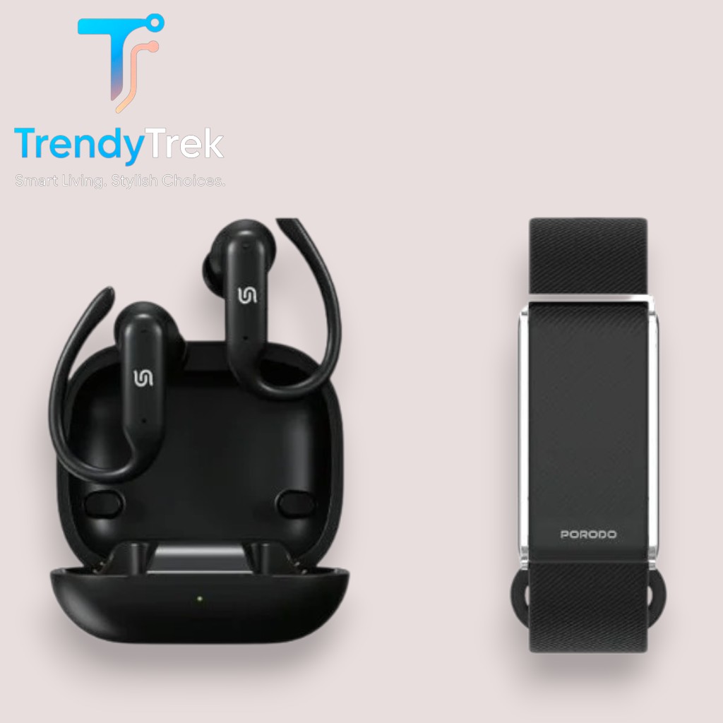 Porodo ACTIVEX 2-in-1 Smart Fitness Band & Wireless Earbuds – Black - Image 2